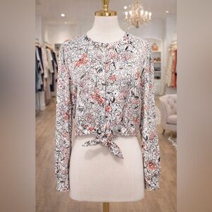 GUESS FLORAL TIE FRONT CROP TOP ~ NWOT